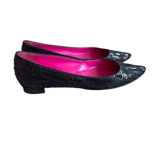 Manolo Blahnik black sequin flats